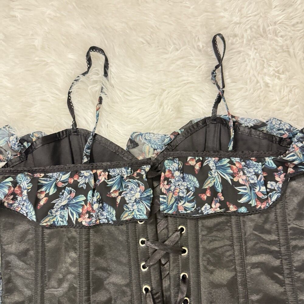 Corset Story Elegant Overbust Corset Top Floral Chiffon Sleeves US 16 NEW 36'' - Picture 7 of 15